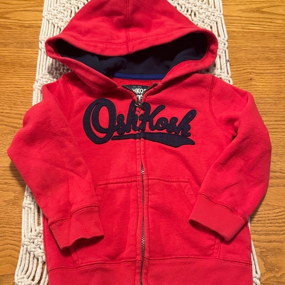 OshKosh B'gosh Red & Blue Kids Zip-Up Hoodie size 3T